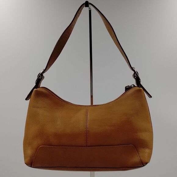 Wilsons Pelle Studio Italian Leather Handbag Satchel Caramel Camel color - Picture 5 of 14